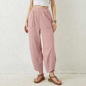 NWT HALARA Pink High Waisted Waffle Wide-Leg Women's Pants S